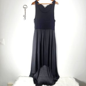 LC black Scoop-Neck tank dress with Semi-sheer high low skirt Size XL